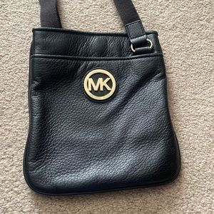 Black leather Michael Kors crossbody purse